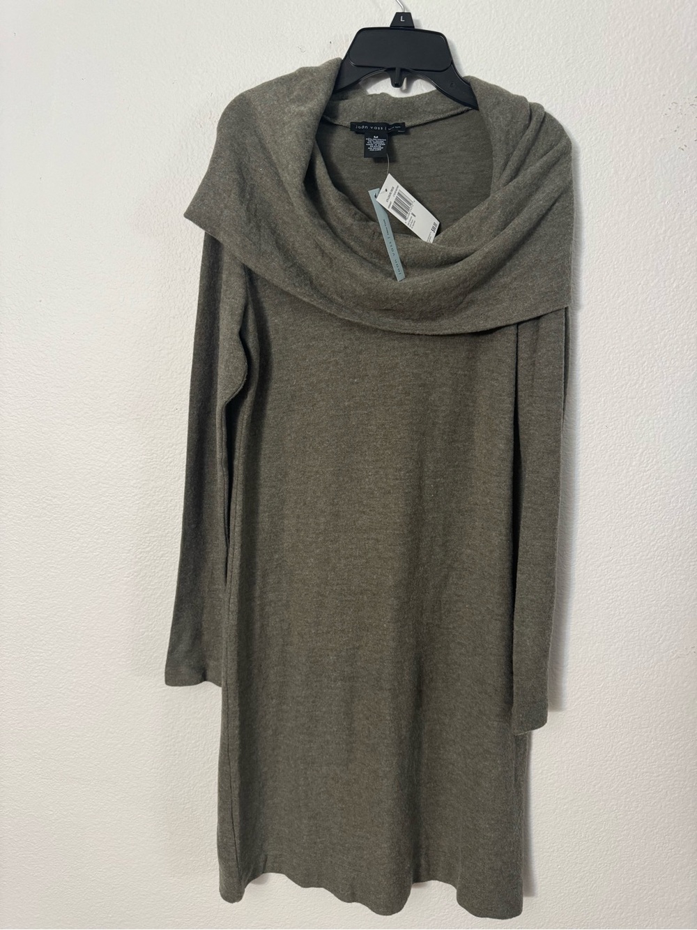 Joan Vass Olive Green Cowl Neck Dress